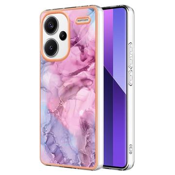 Xiaomi Redmi Note 13 Pro+ - Galwanizowane Etui IMD z TPU z Deseniem Marmuru - Błękit / Róż