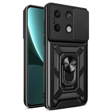 Xiaomi Redmi Note 13 Hybrydowe Etui z Pierścieniem Obrotowym z Osłoną Aparatu - Czerń
