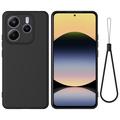 Xiaomi Redmi Note 14 5G Etui z płynnego silikonu z paskiem na rękę - czarny
