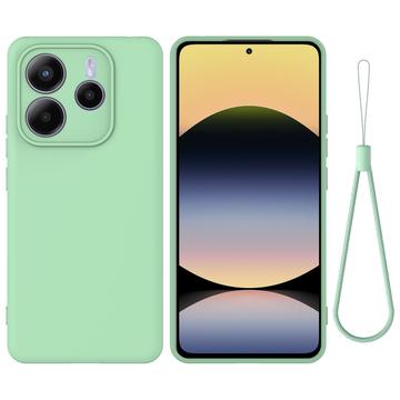 Xiaomi Redmi Note 14 5G Etui z płynnego silikonu z paskiem na rękę - Zielony