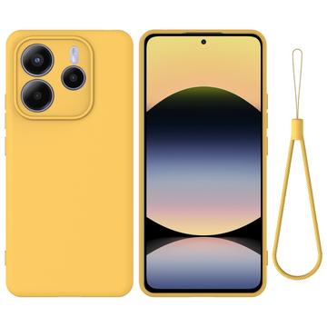 Xiaomi Redmi Note 14 5G Etui z płynnego silikonu z paskiem na rękę - żółty