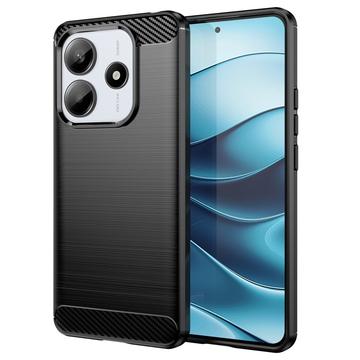 Xiaomi Redmi Note 14 Szczotkowane Etui z TPU - Włókno Węglowe - Czarne