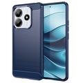 Xiaomi Redmi Note 14 Szczotkowane Etui z TPU - Włókno Węglowe - Błękit