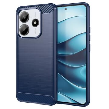 Xiaomi Redmi Note 14 Szczotkowane Etui z TPU - Włókno Węglowe - Błękit