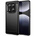 Xiaomi Redmi Note 14 Pro 4G Szczotkowane Etui z TPU - Włókno Węglowe - Czarne