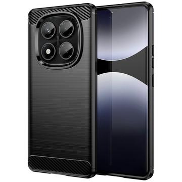 Xiaomi Redmi Note 14 Pro 4G Szczotkowane Etui z TPU - Włókno Węglowe - Czarne