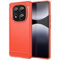Xiaomi Redmi Note 14 Pro 4G Szczotkowane Etui z TPU - Włókno Węglowe