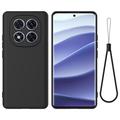 Xiaomi Redmi Note 14 Pro 5G, Poco X7 Etui z płynnego silikonu z paskiem na rękę - czarny
