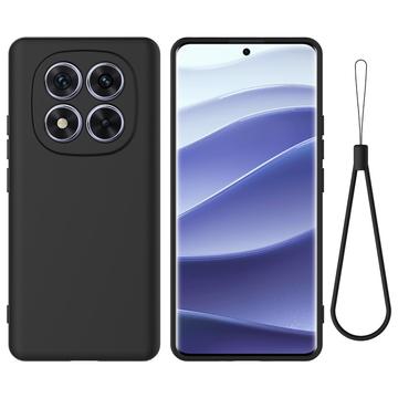 Xiaomi Redmi Note 14 Pro 5G, Poco X7 Etui z płynnego silikonu z paskiem na rękę - czarny