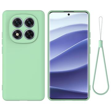 Xiaomi Redmi Note 14 Pro 5G/Poco X7 Etui z płynnego silikonu z paskiem na rękę - Zieleń