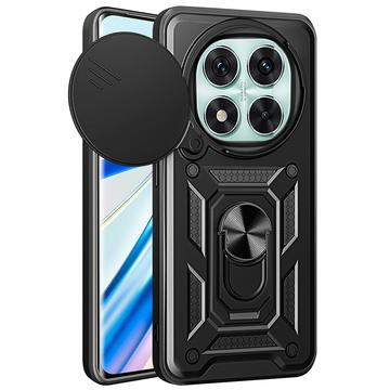 Xiaomi Redmi Note 14 Pro 5G/Poco X7 Hybrydowe Etui z Pierścieniem Obrotowym z Osłoną Aparatu - Czerń