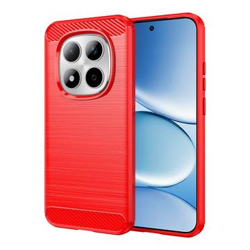Xiaomi Redmi Note 15 Pro 5G Szczotkowane Etui z TPU - Włókno Węglowe - czerwony