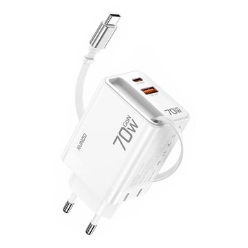 Xundd XDCH-109 70W szybka ładowarka GaN z kablem USB-C - wtyczka EU - biała