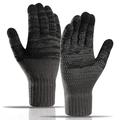 Y0046 1 para męskich zimowych dzianinowych, wiatroszczelnych i ciepłych rękawiczek z elastycznym mankietem do pisania SMS-ów - ciemnoszare