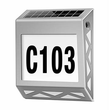YH1101 Solarna lampka z numerem domu ze stali nierdzewnej - srebrna