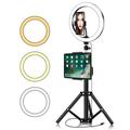 YINGNUOST 26cm Ściemnialna lampa pierścieniowa LED ABS+PC Selfie Fill Light ze statywem 2.1m do makijażu i nagrywania wideo