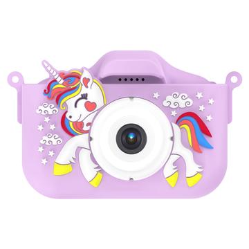 Aparat fotograficzny dla dzieci Unicorn z kartą pamięci 32GB i czytnikiem kart - fioletowy
