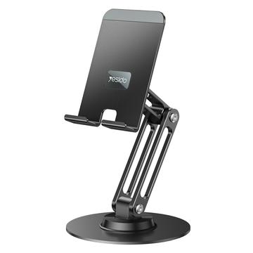 Uchwyt biurkowy na telefon i tablet Yesido C300 ze stopu aluminium - czarny