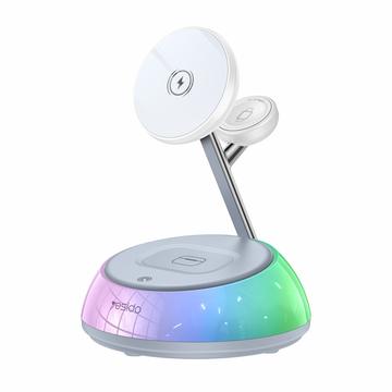 Magnetyczna bezprzewodowa stacja ładująca Yesido DS31 3 w 1 o mocy 15W z lampką nocną