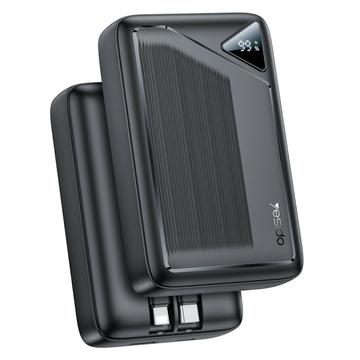 Yesido YP85 Power Bank 20000mAh z wbudowanymi kablami Type-C i Lightning - 22.5W - Czarny