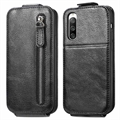 Pionowe Etui z Klapką Xiaomi Redmi 10C Kieszeń na Suwak - Czarne