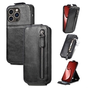 Pionowe Etui z Klapką iPhone 16 Pro Max Kieszeń na Suwak