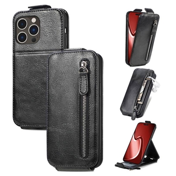 Pionowe Etui z Klapką iPhone 16 Pro Max Kieszeń na Suwak