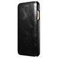 iPhone 7 - Skórzane Etui z Klapką Vintage iCarer Curved Edge - Czarne