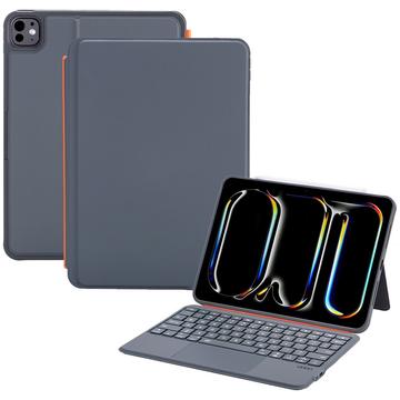 iPad 2022/2025/Air 11 2024/2025 K10P Magnetyczne skórzane etui z klawiaturą z touchpadem - czarny