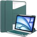 Obrotowe etui Smart Case 360 z klawiaturą Bluetooth do iPad Air 11 2024/2025 - czarno-zielone