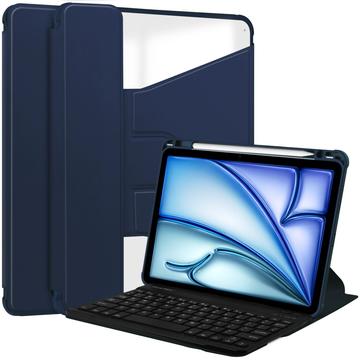 Obrotowe etui Smart Case 360 z klawiaturą Bluetooth do iPad Air 11 2024/2025 - ciemnoniebieskie