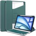 Obrotowe etui Smart Case 360 z klawiaturą Bluetooth do iPad Air 13 2024/2025 - czarno-zielone