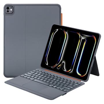 iPad Pro 13 2024/2025 K09 Magnetyczne skórzane etui z klawiaturą z touchpadem - czarny