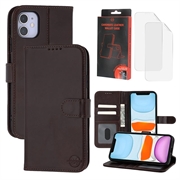 iPhone 11 MyTPhone CardMate Etui portfelowe ze skóry - ciemnobrązowy