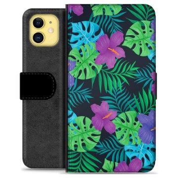 Etui Portfel Premium - iPhone 11 - Tropikalne Kwiaty