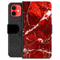 Etui Portfel Premium - iPhone 12 mini - Czerwony Marmur