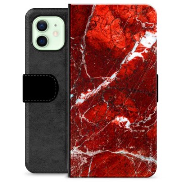 Etui Portfel Premium - iPhone 12 - Czerwony Marmur