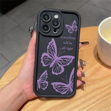 iPhone 12 Pro Max Etui TPU z nadrukiem motyla - fioletowe/czarne