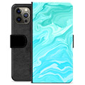 Etui Portfel Premium - iPhone 12 Pro Max - Błękitny Marmur