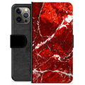 Etui Portfel Premium - iPhone 12 Pro Max - Czerwony Marmur