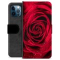 Etui Portfel Premium - iPhone 12 Pro - Róża