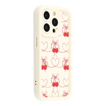 Stylowe, wstrząsoodporne etui TPU iPhone 12 Pro z podniesionymi krawędziami - białe / Wiśnie z kokardką