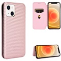 iPhone 13 Etui z Klapką - Włókno Węglowe