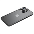 iPhone 13 Metalowy Bumper z Tyłem ze Szkła Hartowanego - Czerń
