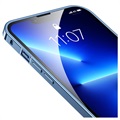 iPhone 13 Metalowy Bumper z Tyłem ze Szkła Hartowanego - Błękit