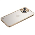 iPhone 13 Metalowy Bumper z Tyłem ze Szkła Hartowanego - Złoto