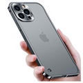 iPhone 13 Pro Max Metalowy Bumper z Tyłem ze Szkła Hartowanego - Czerń