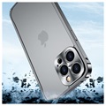 iPhone 13 Pro Max Metalowy Bumper z Tyłem ze Szkła Hartowanego - Czerń