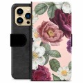 Etui Portfel Premium - iPhone 13 Pro Max - Romantyczne Kwiaty