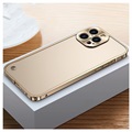 iPhone 13 Pro Metalowy Bumper z Tyłem ze Szkła Hartowanego - Złoto